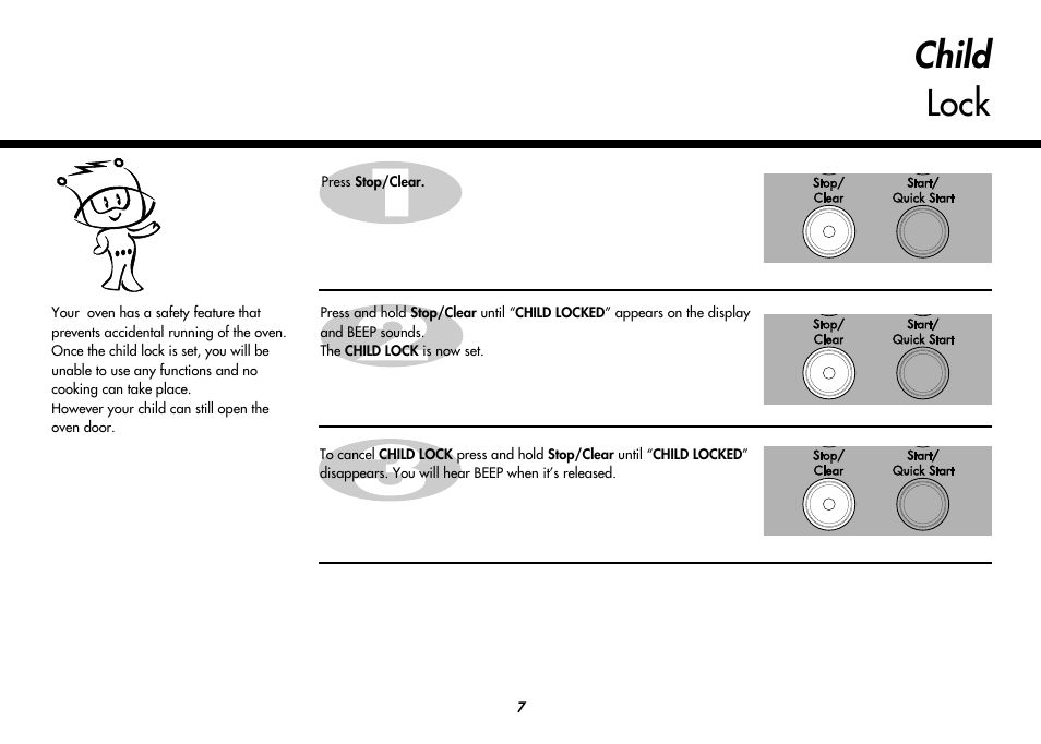 Child lock | LG MC8486NL User Manual | Page 7 / 52