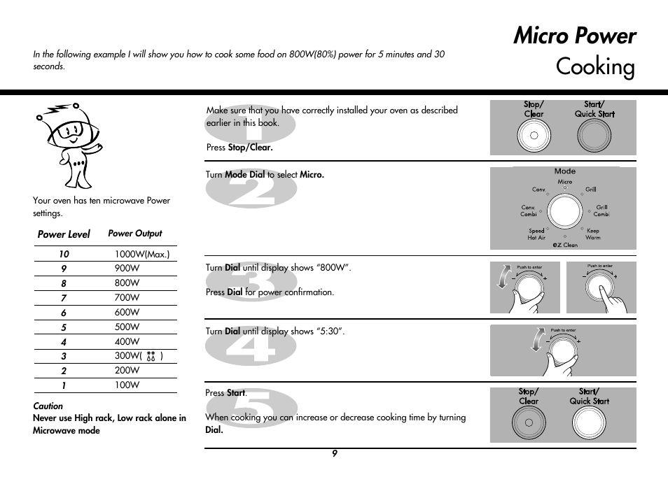 Micro power cooking | LG MC8486NL User Manual | Page 9 / 52