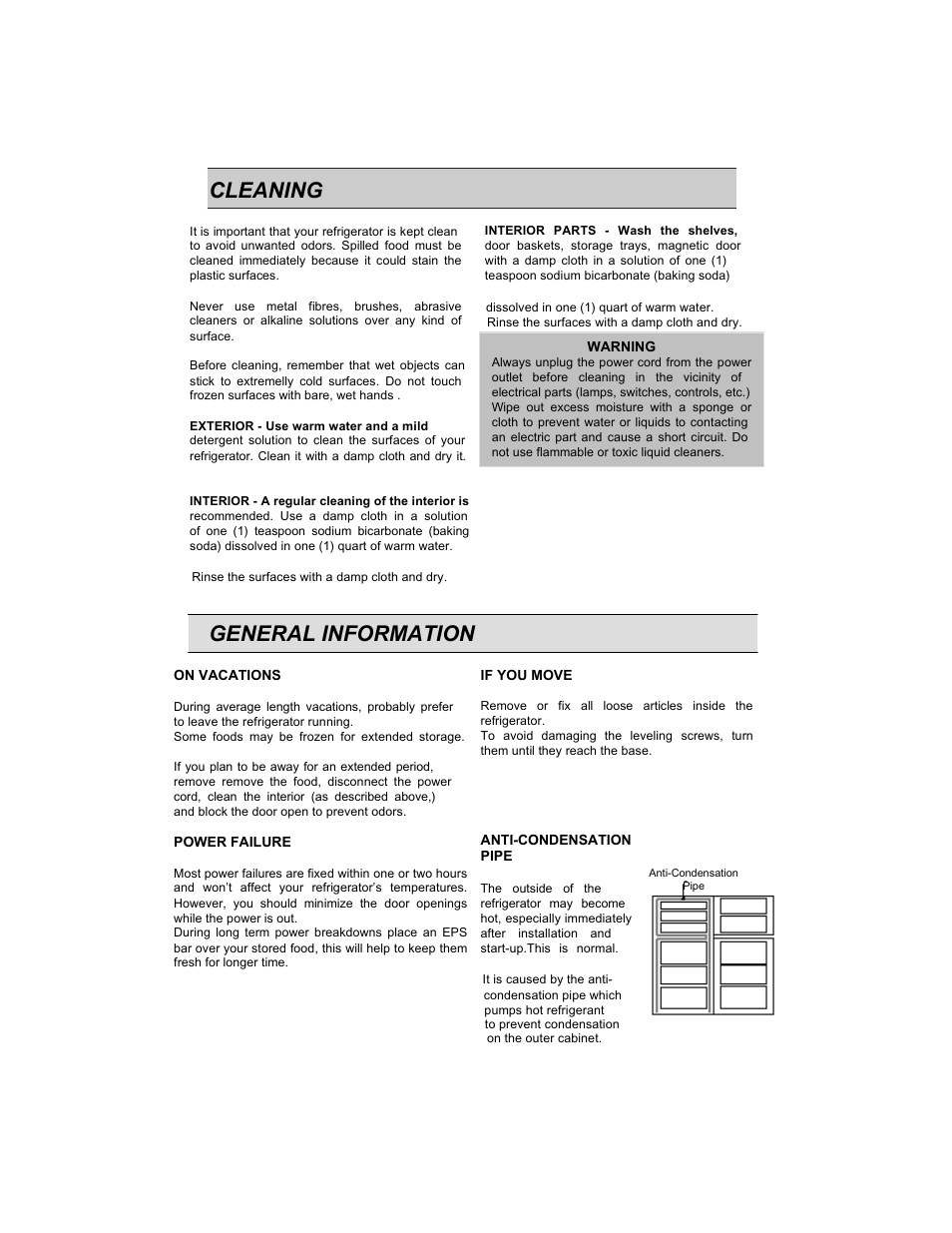 Cleaning, General information | LG GR-382R User Manual | Page 10 / 14