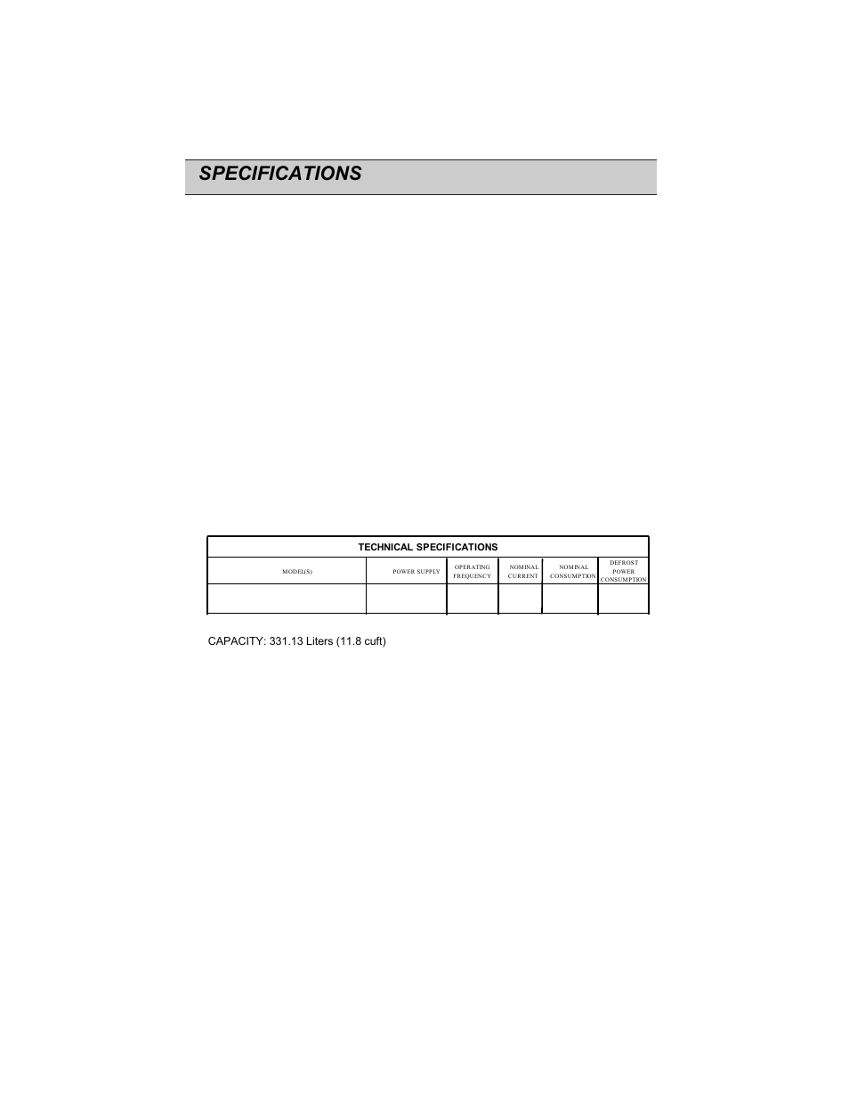 Specifications | LG GR-382R User Manual | Page 13 / 14