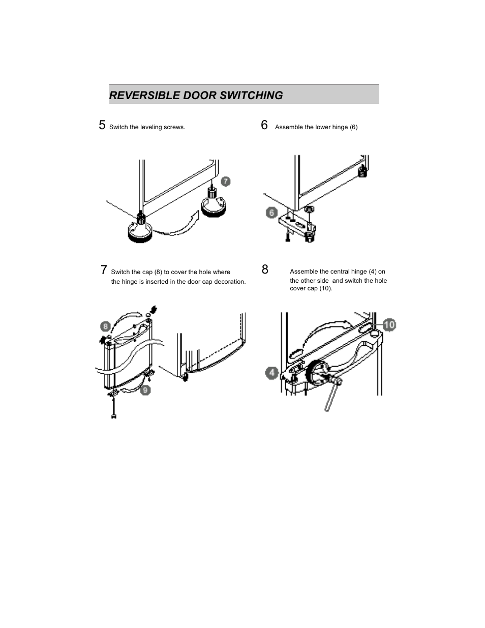 Reversible door switching | LG GR-382R User Manual | Page 8 / 14