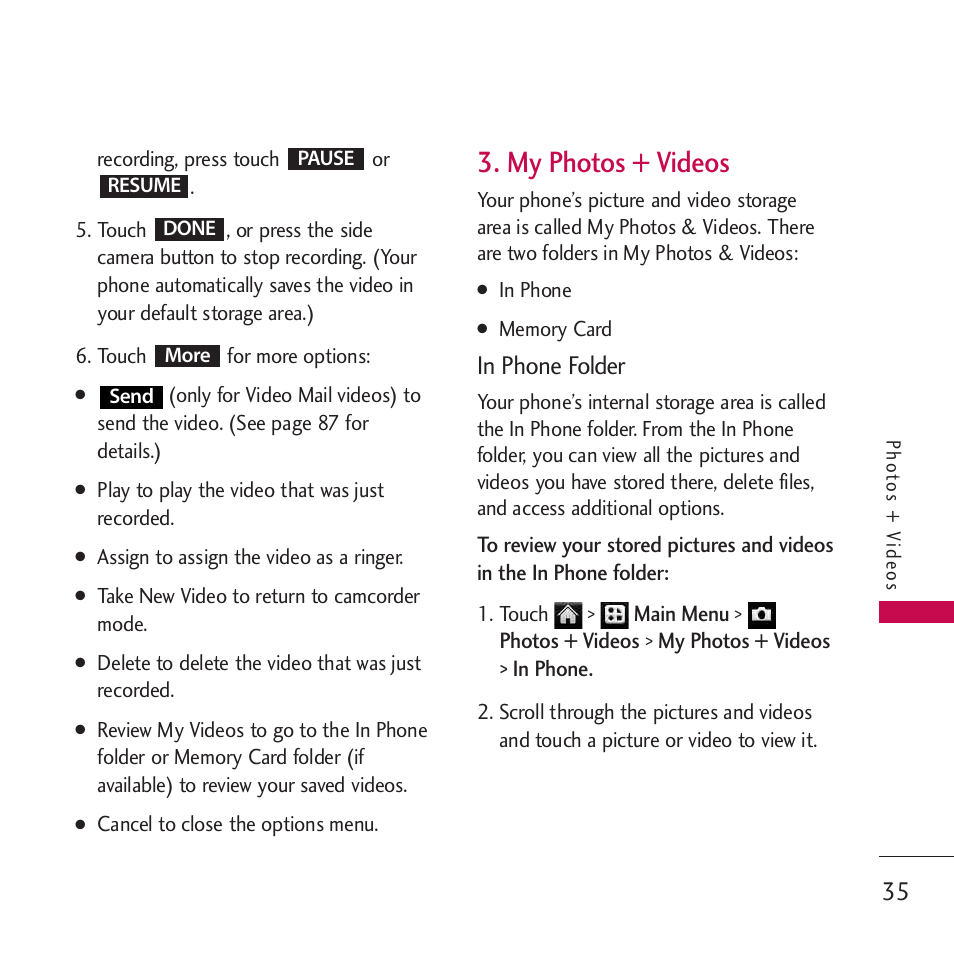 My photos + videos | LG Rumor touch User Manual | Page 37 / 98