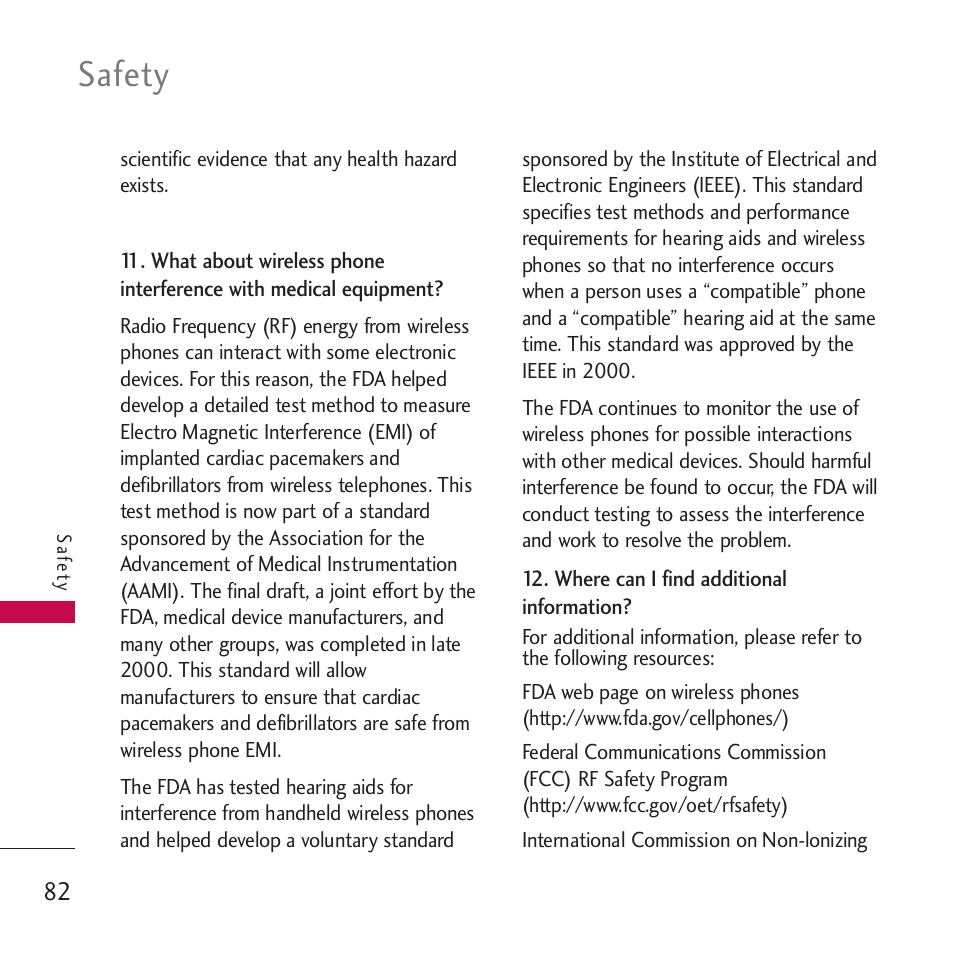 Safety | LG Rumor touch User Manual | Page 84 / 98