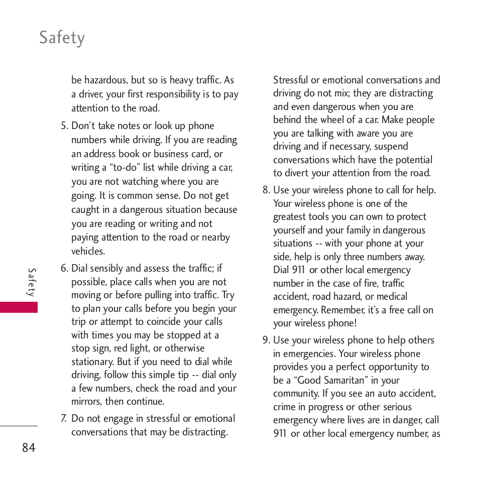 Safety | LG Rumor touch User Manual | Page 86 / 98