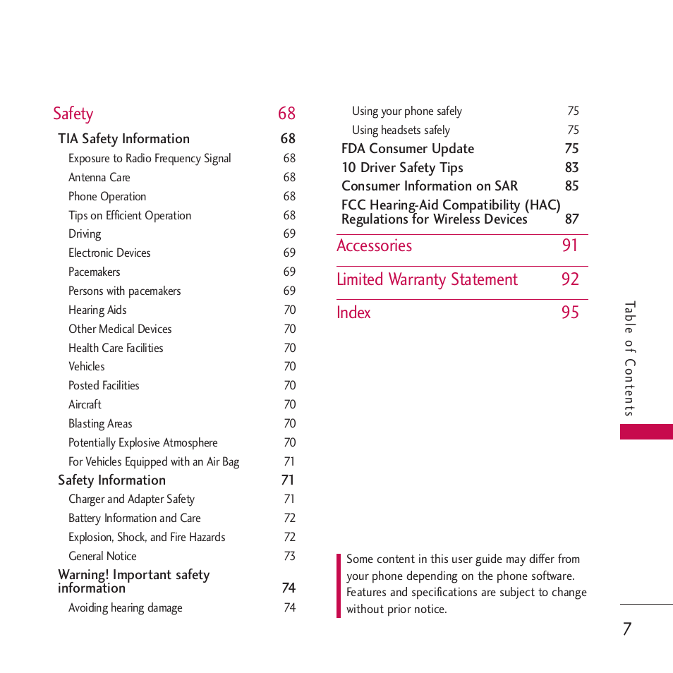 Safety 68 | LG Rumor touch User Manual | Page 9 / 98