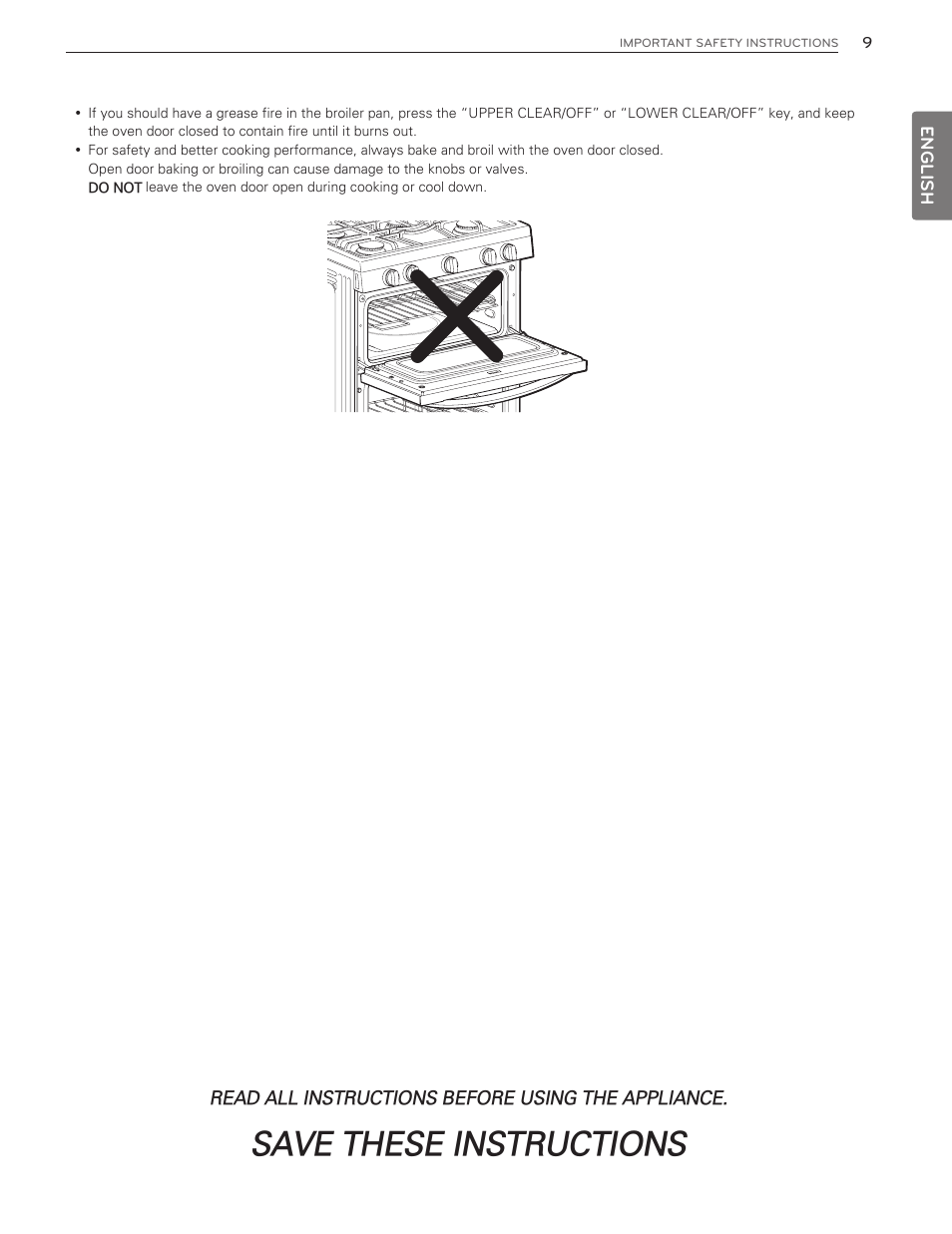 Save these instructions | LG LDG3016ST  EN User Manual | Page 9 / 47
