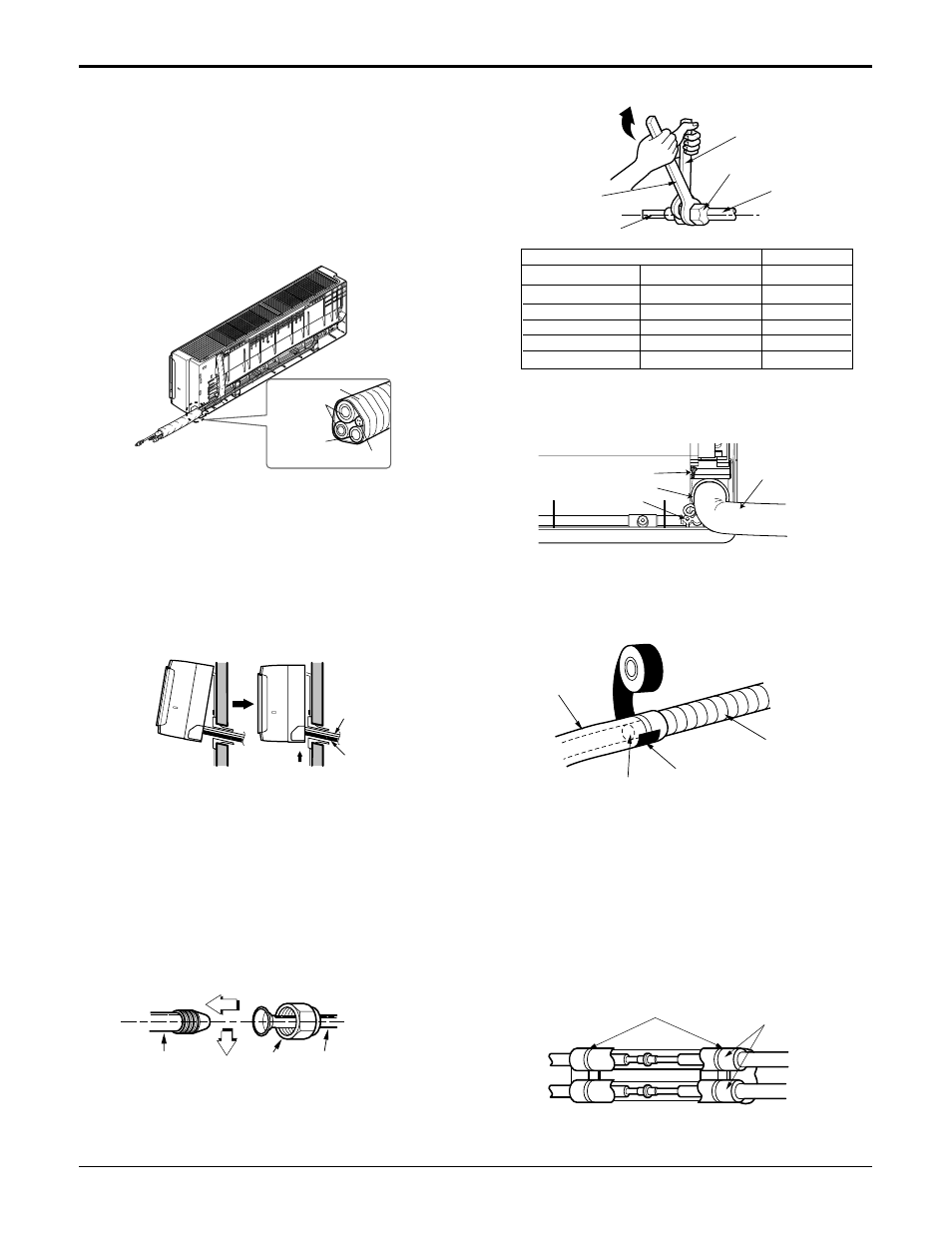 Tape the drain hose and the connecting cable, Indoor unit installation, Installation | LG LA121HPMI User Manual | Page 21 / 71