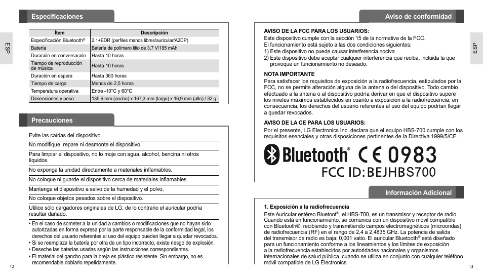 LG HBS700 User Manual | Page 15 / 18