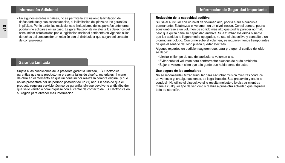 LG HBS700 User Manual | Page 17 / 18