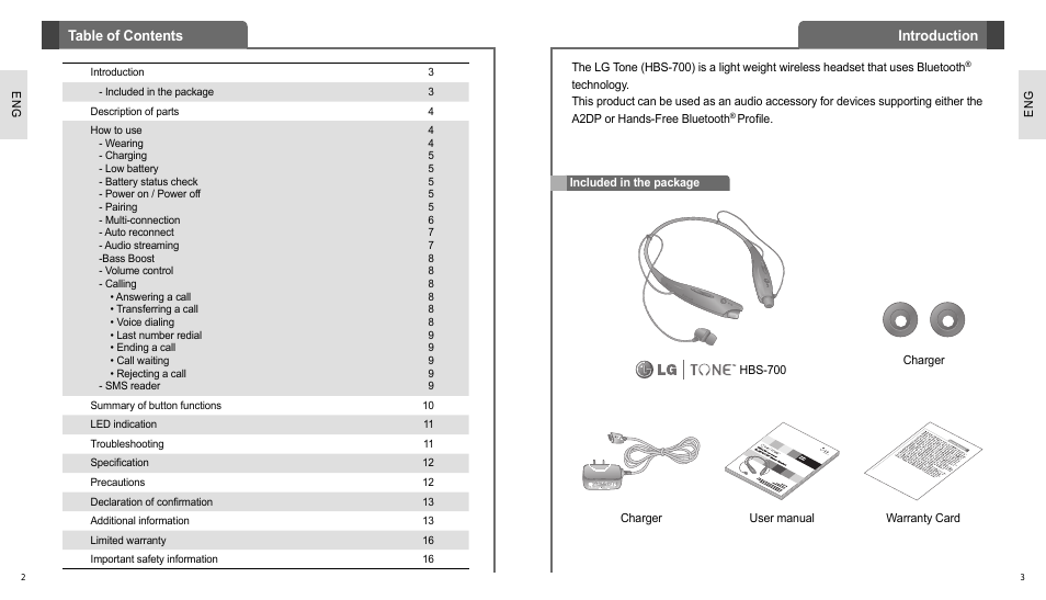 LG HBS700 User Manual | Page 2 / 18