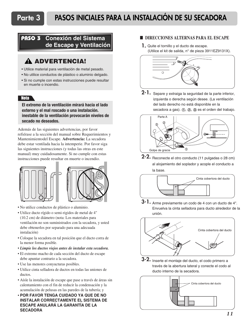 Advertencia | LG DLE2516W User Manual | Page 44 / 67