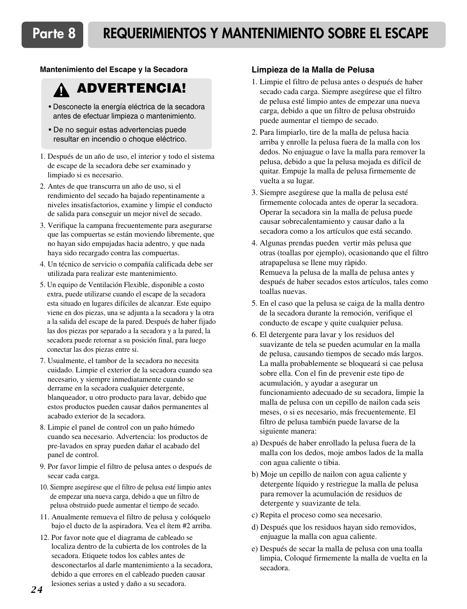Advertencia | LG DLE2516W User Manual | Page 57 / 67