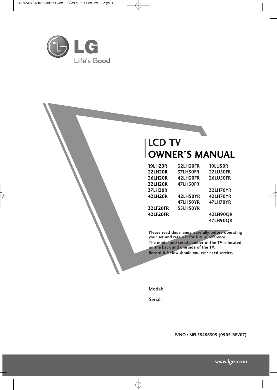 LG 19LH20R User Manual | 124 pages