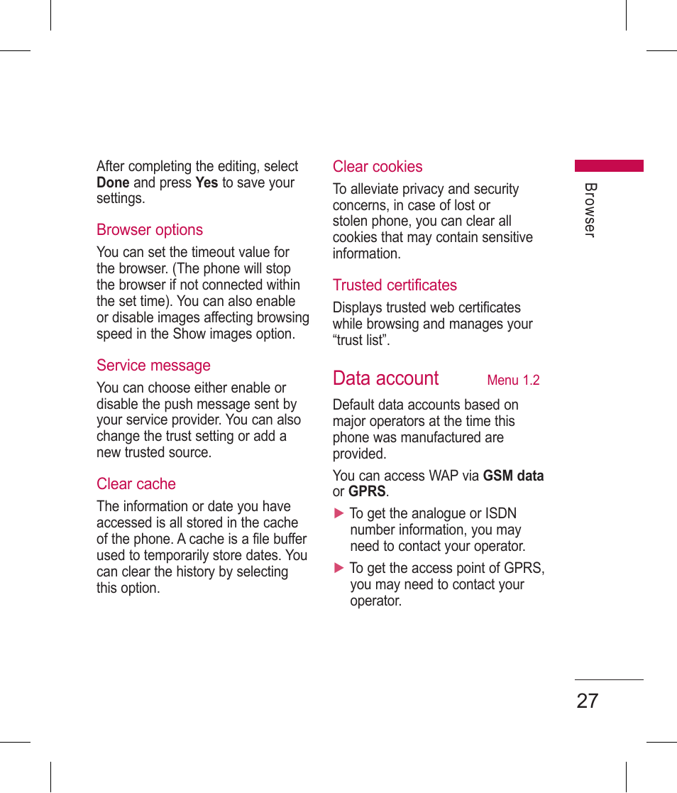 Data account | LG BLUETOOTH QDID B013918 KP199 User Manual | Page 127 / 226