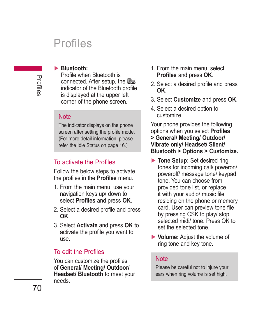 Profiles | LG BLUETOOTH QDID B013918 KP199 User Manual | Page 170 / 226