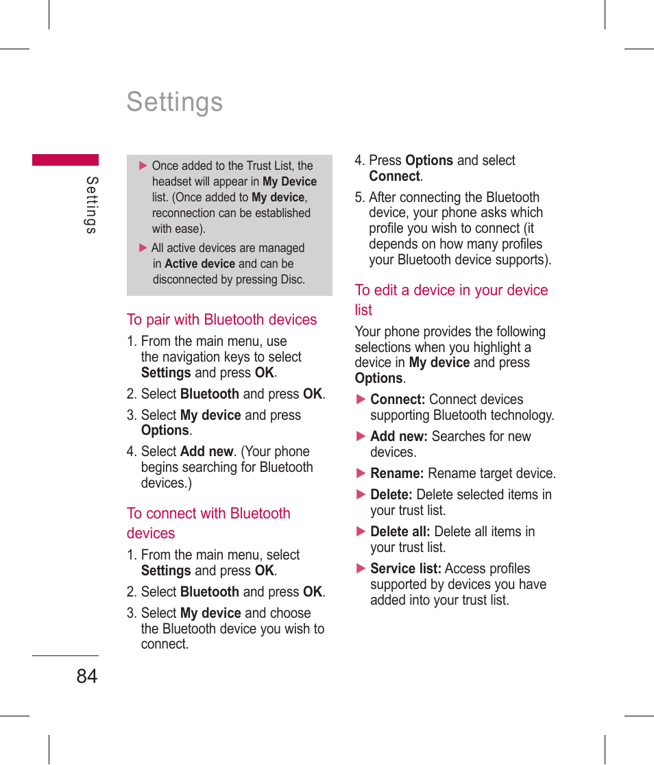 Settings | LG BLUETOOTH QDID B013918 KP199 User Manual | Page 184 / 226