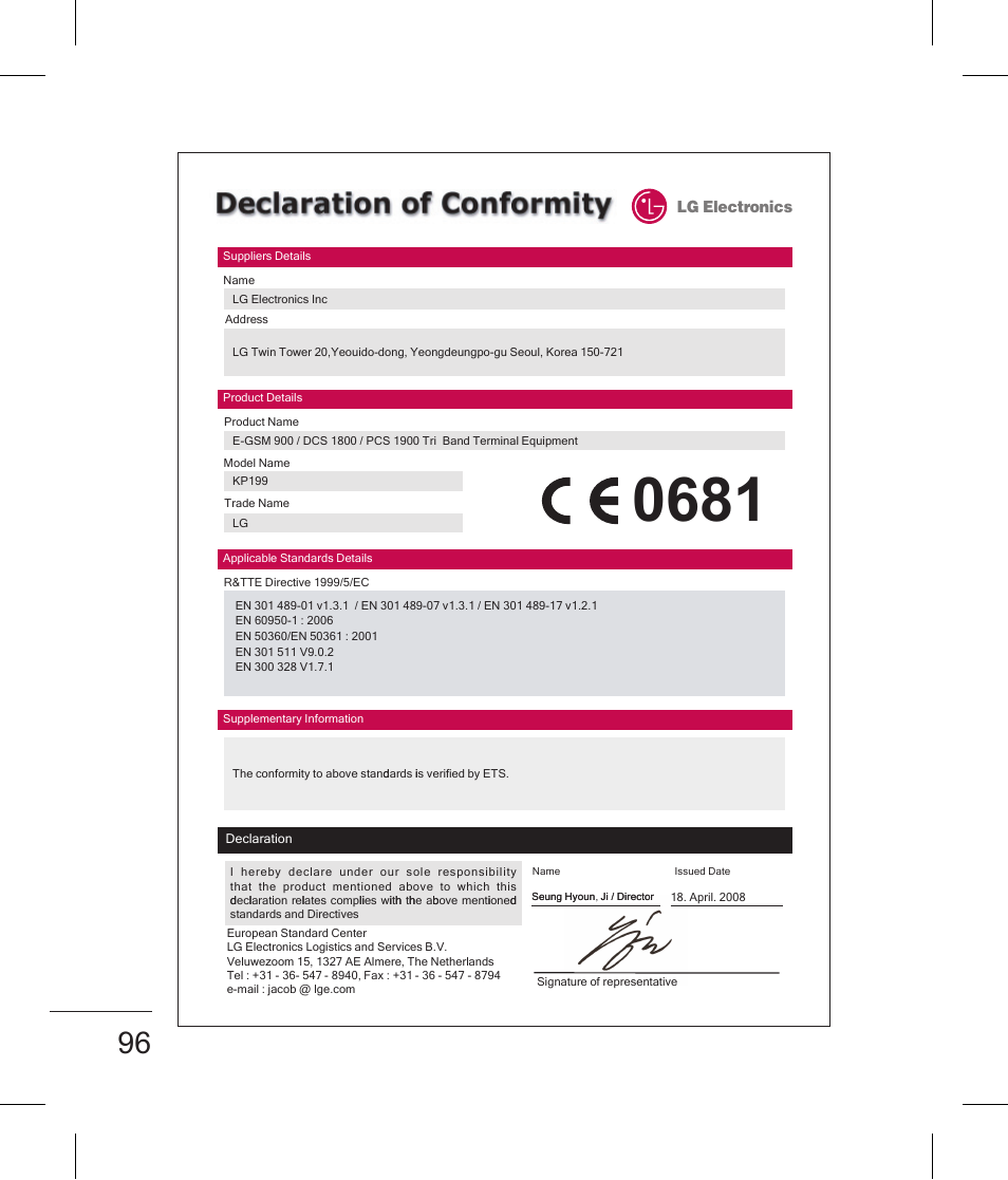 LG BLUETOOTH QDID B013918 KP199 User Manual | Page 196 / 226