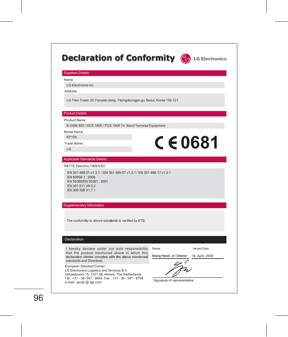 LG BLUETOOTH QDID B013918 KP199 User Manual | Page 98 / 226