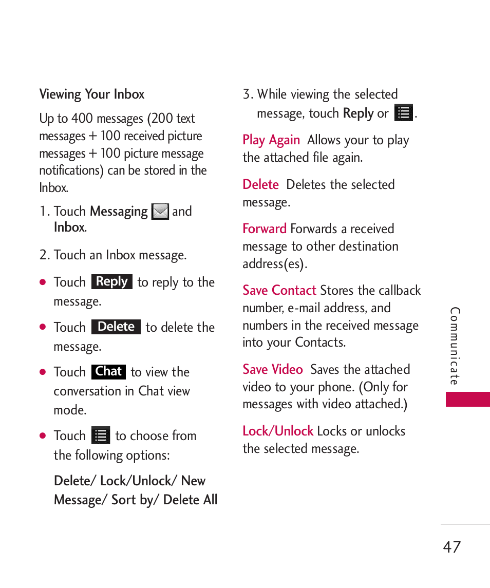 LG Bliss MMBB0345401(1.0) User Manual | Page 49 / 143