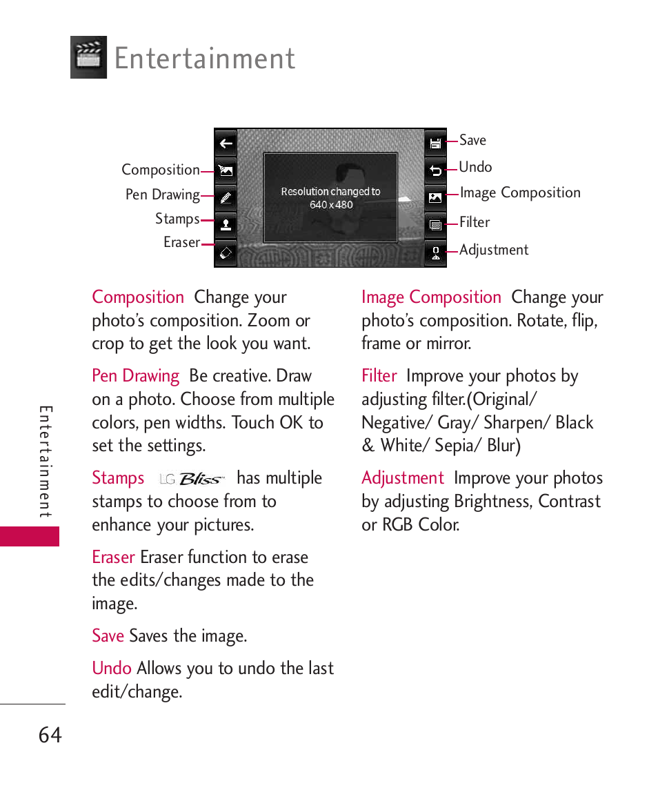 Entertainment | LG Bliss MMBB0345401(1.0) User Manual | Page 66 / 143