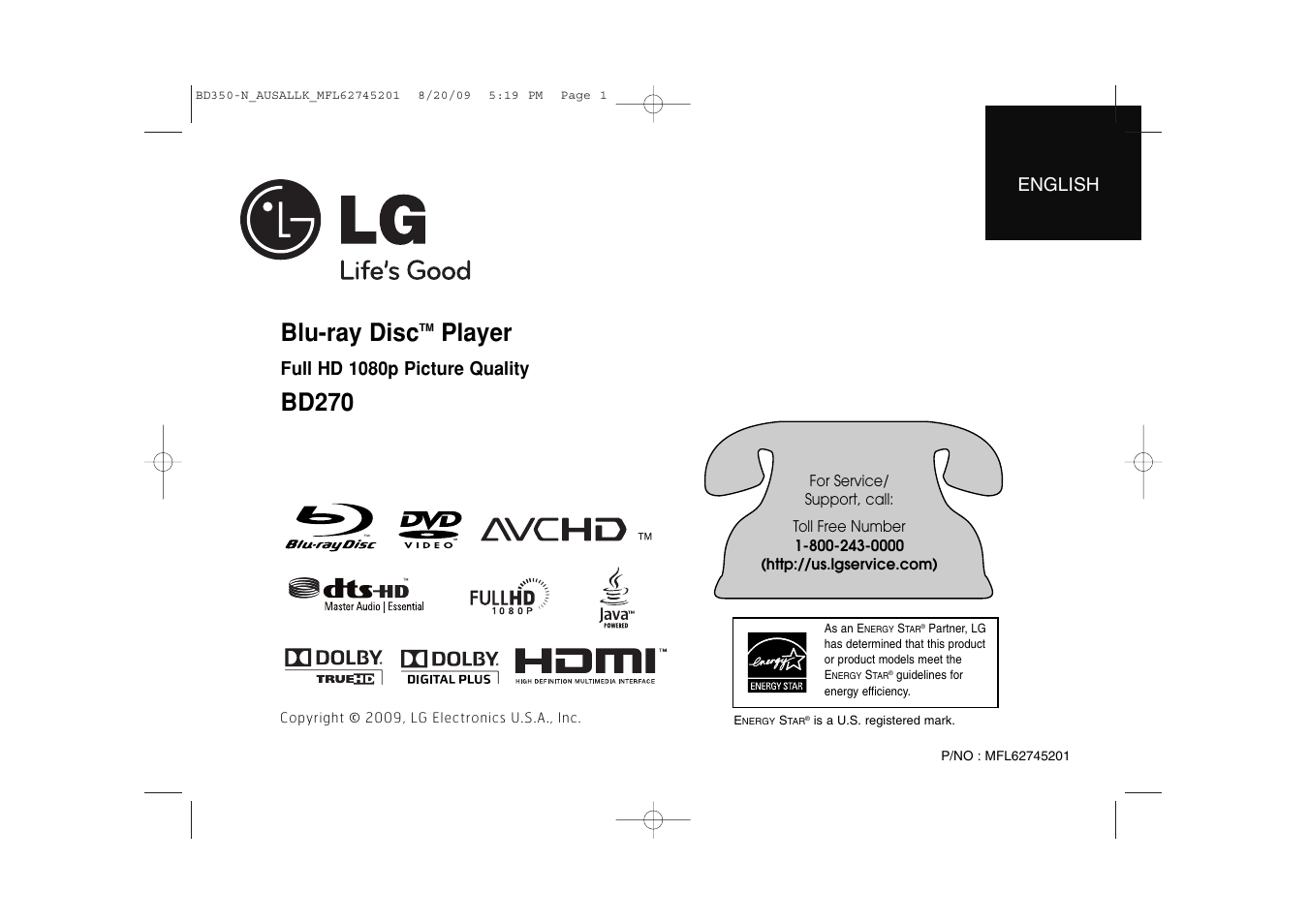 LG BD270 User Manual | 36 pages