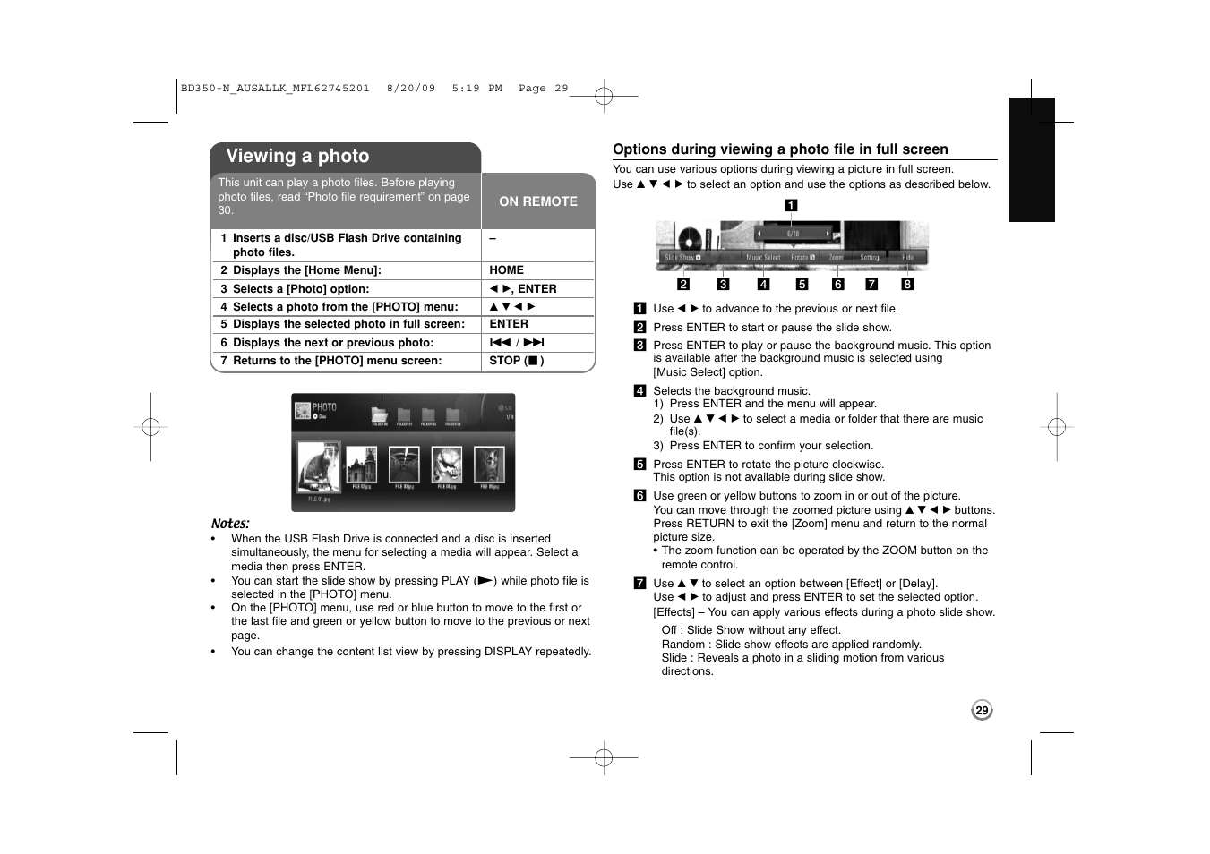 Viewing a photo | LG BD270 User Manual | Page 29 / 36