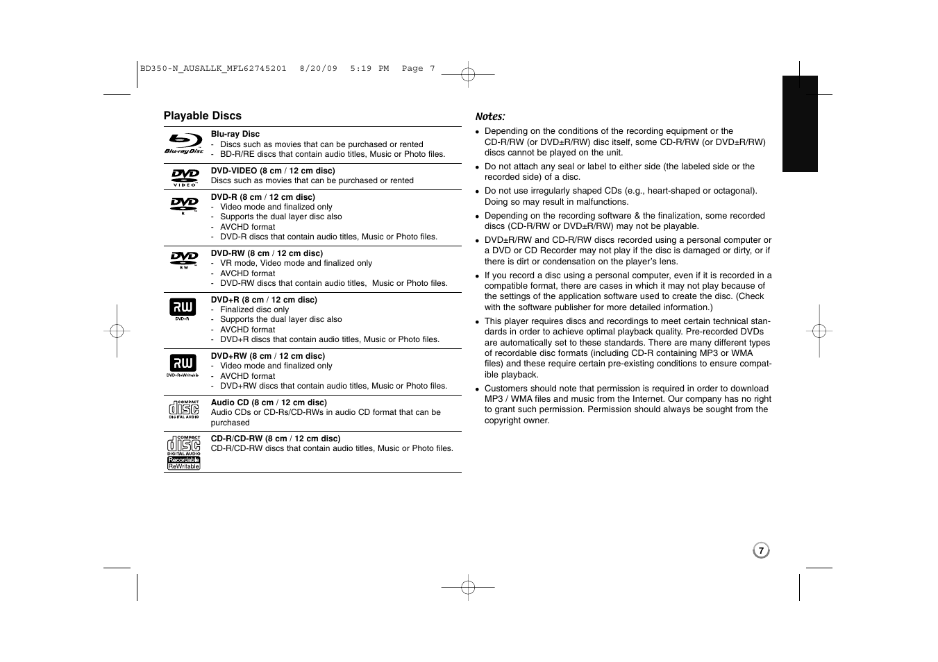 LG BD270 User Manual | Page 7 / 36