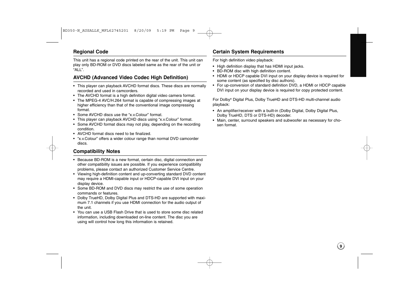 LG BD270 User Manual | Page 9 / 36