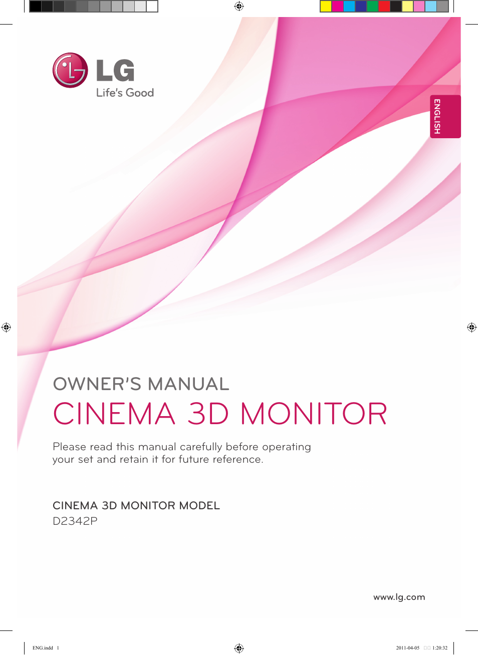 LG CINEMA 3D MONITOR D2342P User Manual | 24 pages
