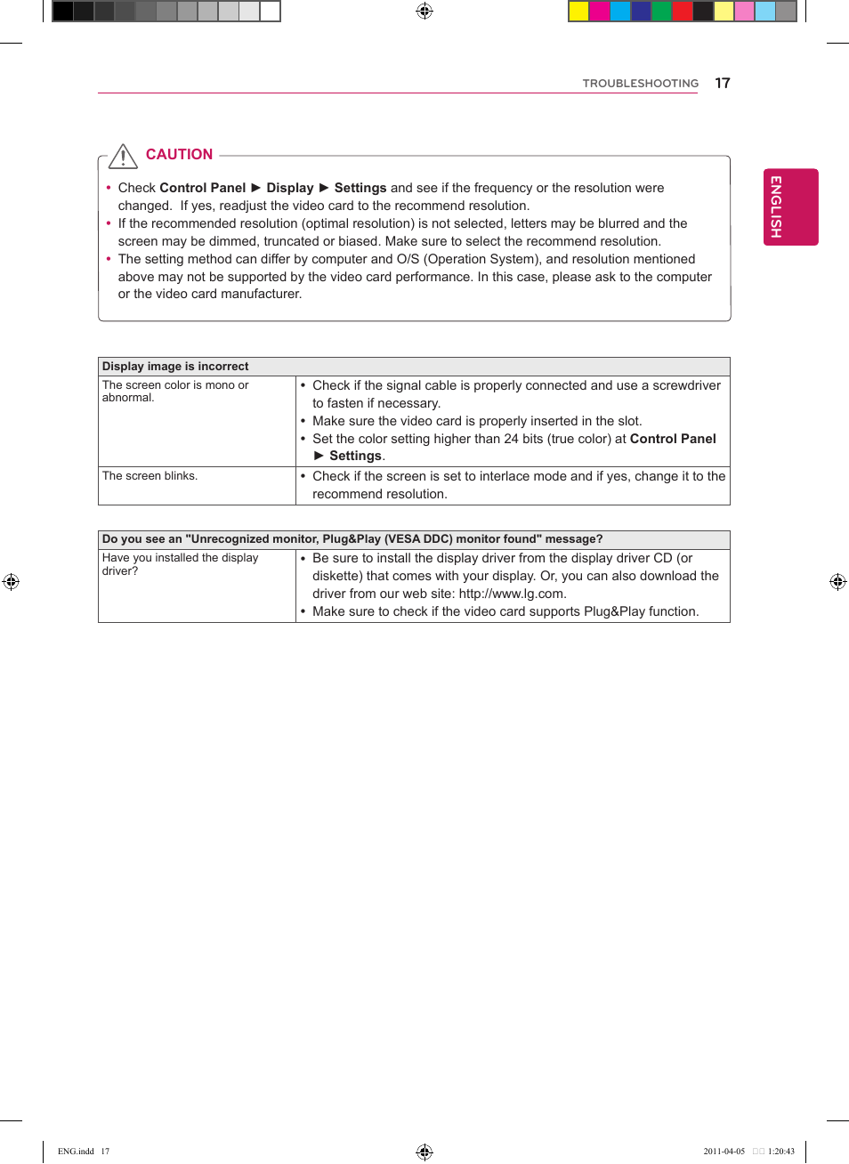 LG CINEMA 3D MONITOR D2342P User Manual | Page 17 / 24