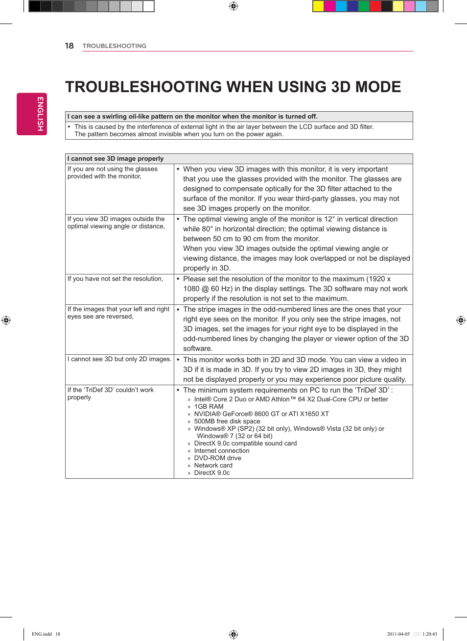 Troubleshooting when using 3d mode, Troubleshooting when, Using 3d mode | LG CINEMA 3D MONITOR D2342P User Manual | Page 18 / 24