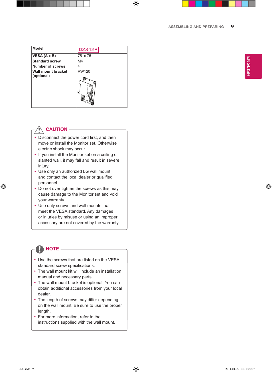 LG CINEMA 3D MONITOR D2342P User Manual | Page 9 / 24