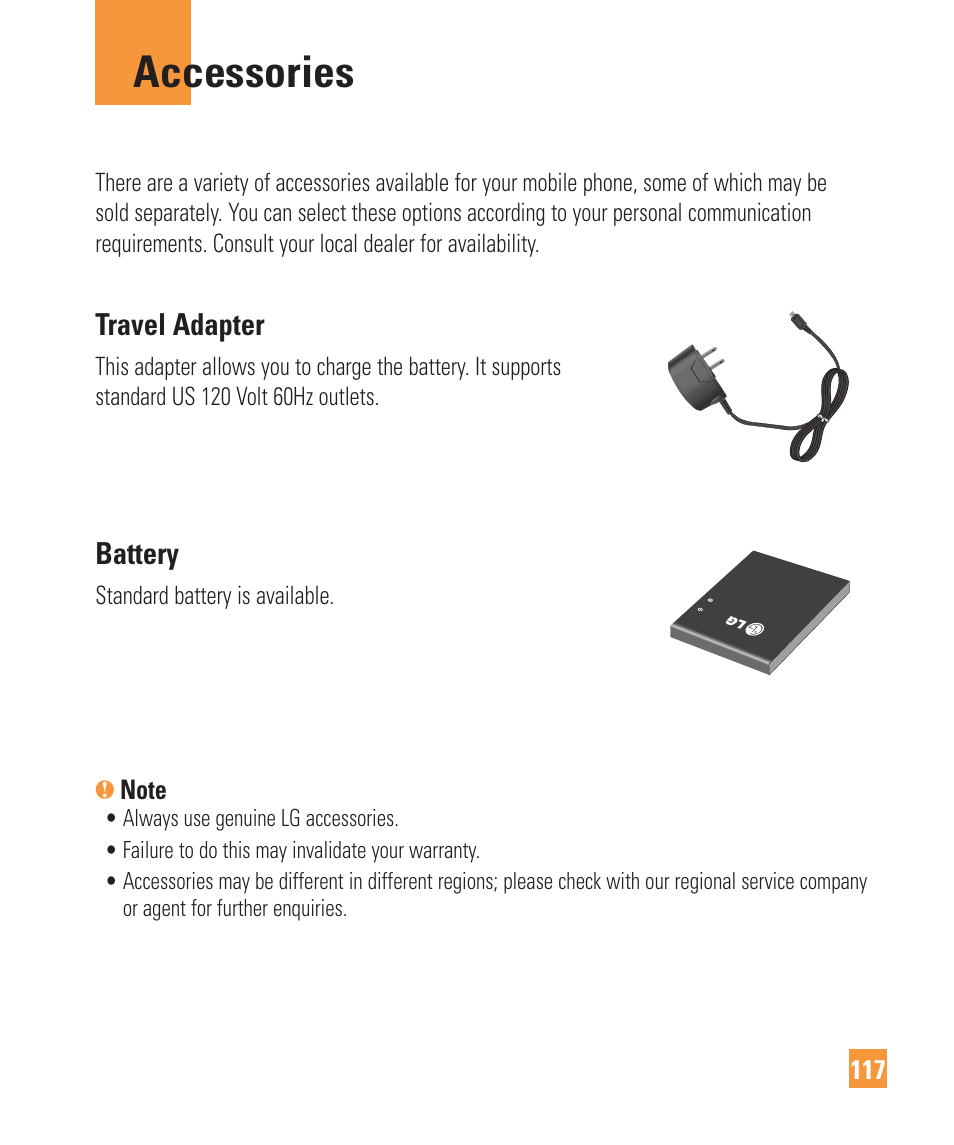 Accessories | LG ARENA User Manual | Page 121 / 149