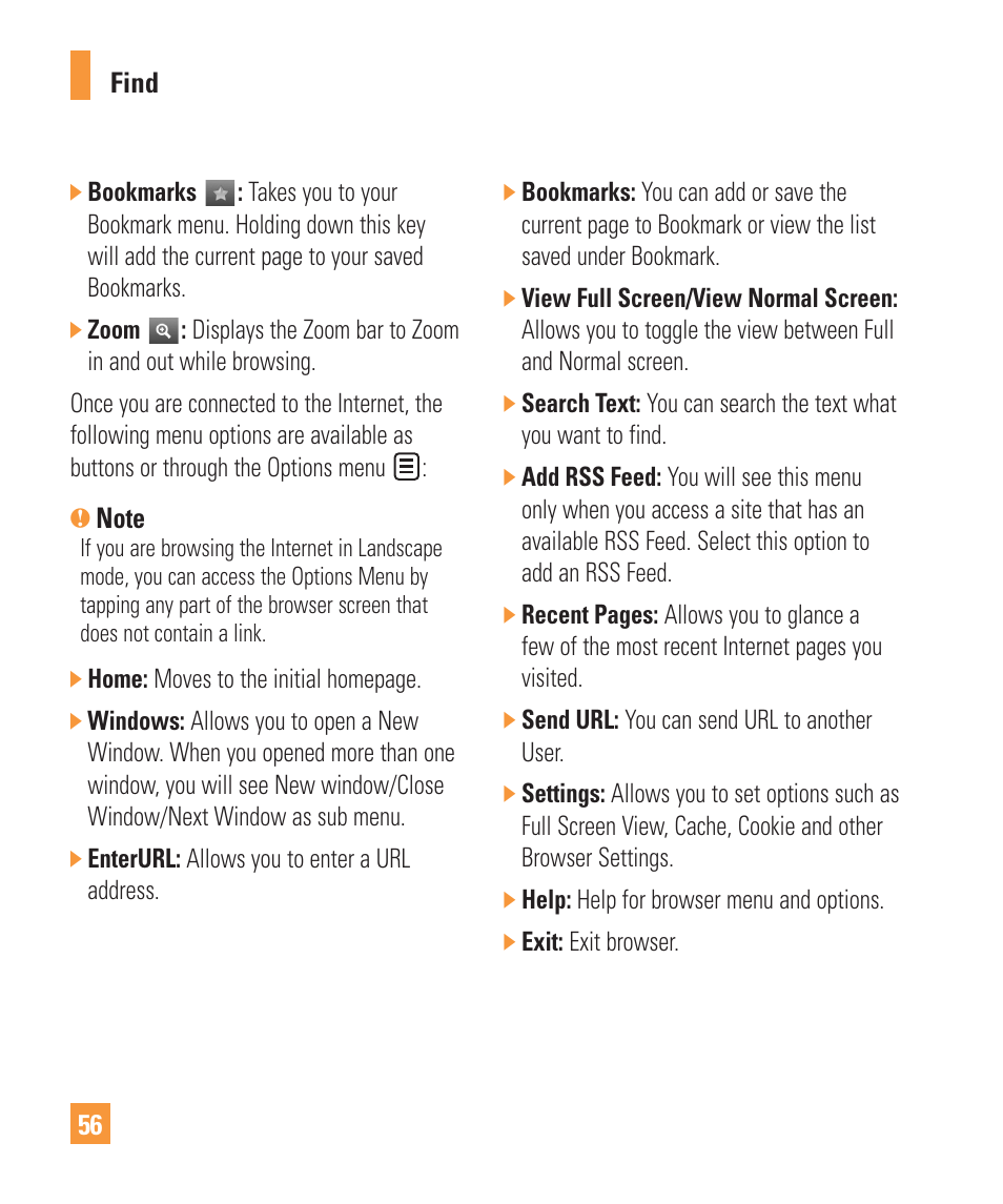 LG ARENA User Manual | Page 60 / 149