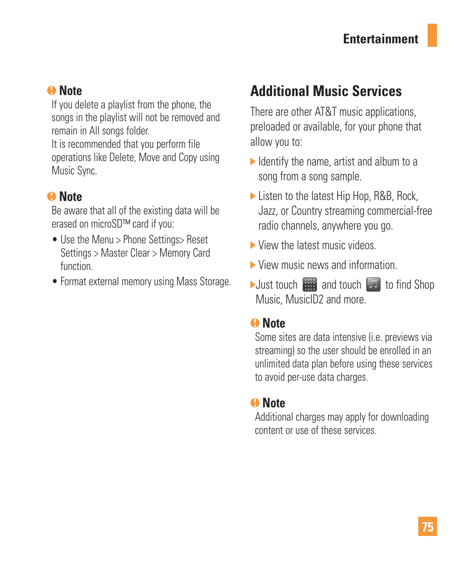 Additional music services | LG ARENA User Manual | Page 79 / 149