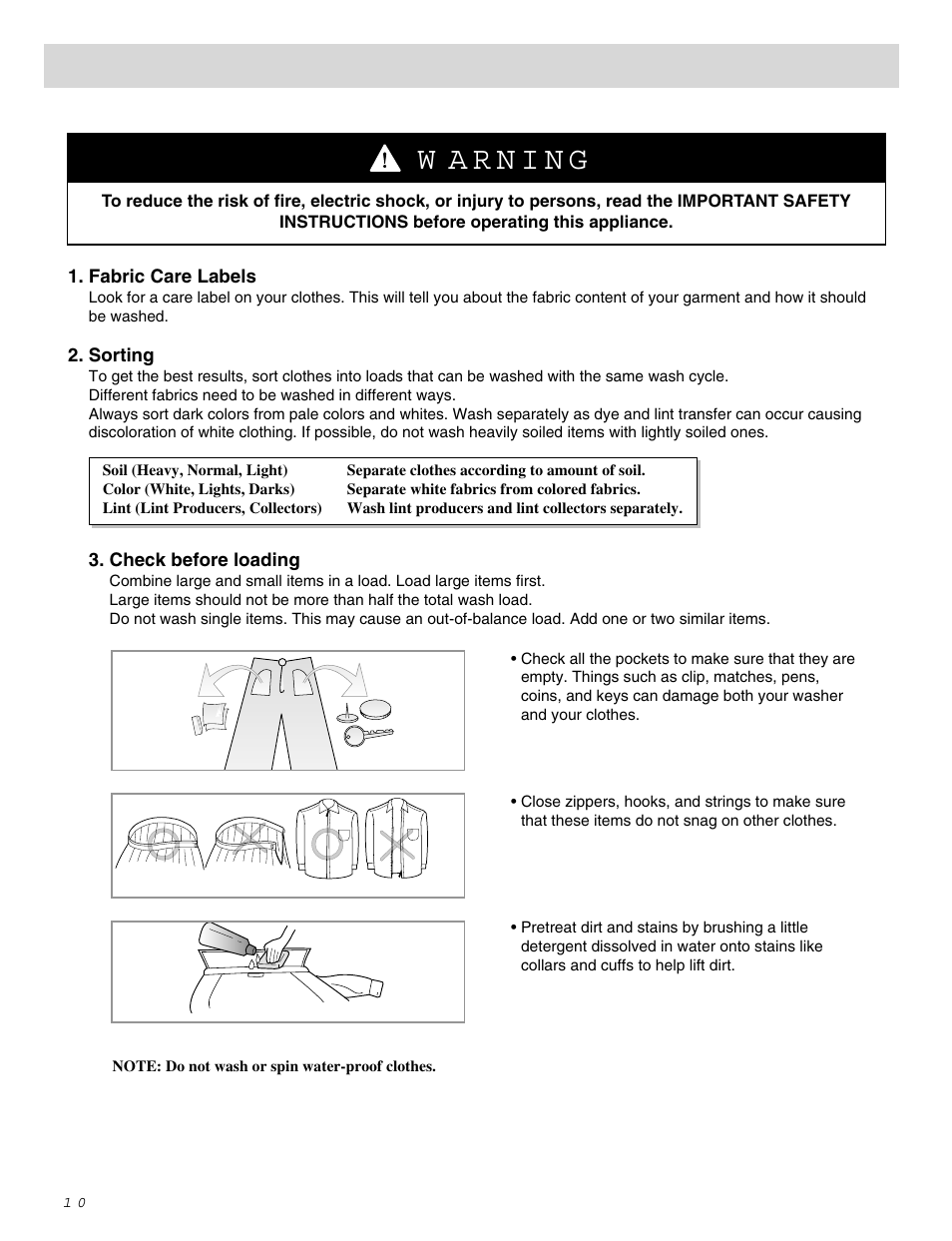 Preparation before washing | LG WM0642H User Manual | Page 11 / 48