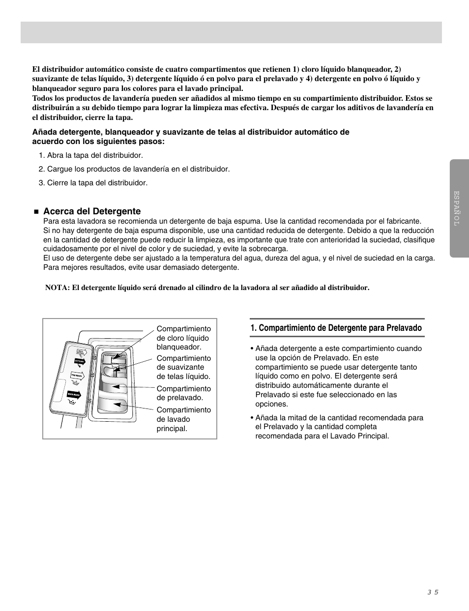 Usando el distribuidor | LG WM0642H User Manual | Page 36 / 48