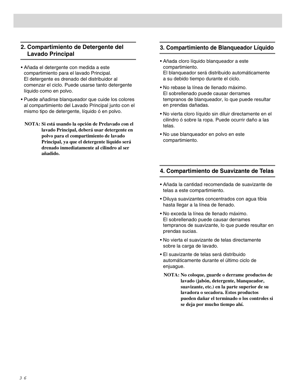 Usando el distribuidor | LG WM0642H User Manual | Page 37 / 48