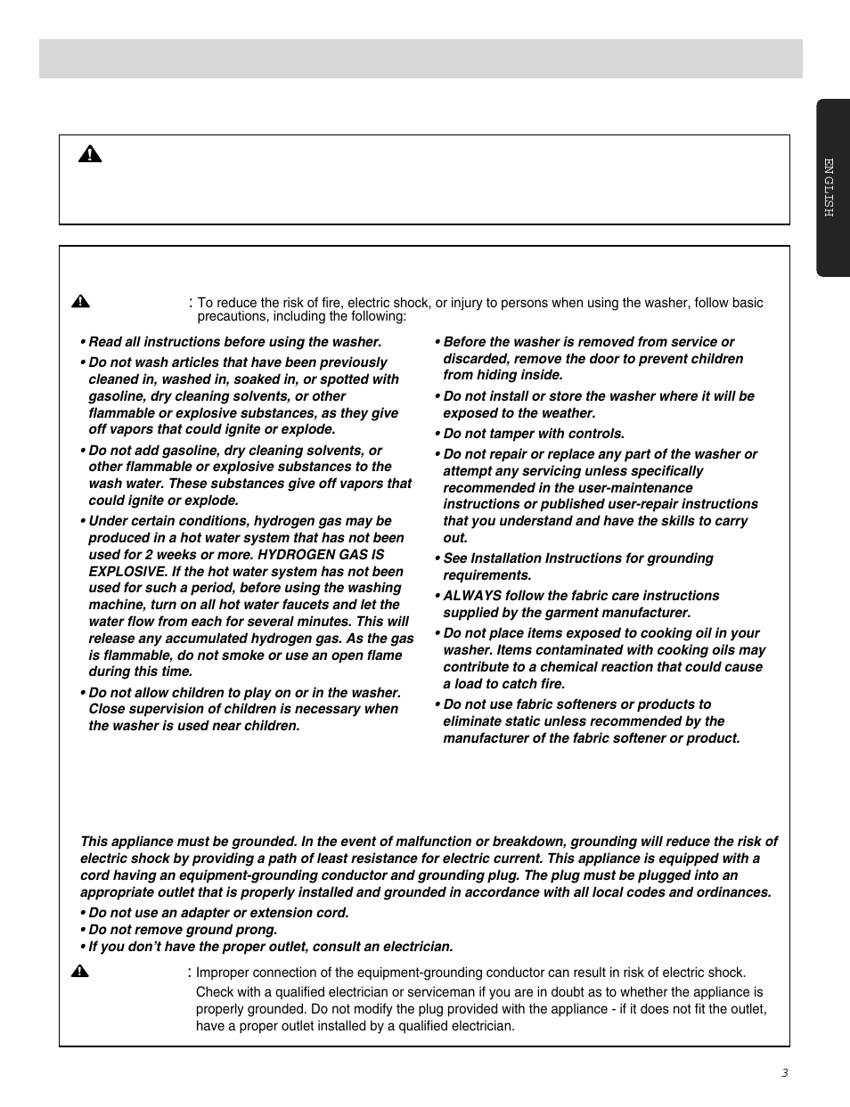 Important safety instructions, Important safety information, Read all instructions before use | Warning, Save these instructions, Grounding instructions | LG WM0642H User Manual | Page 4 / 48