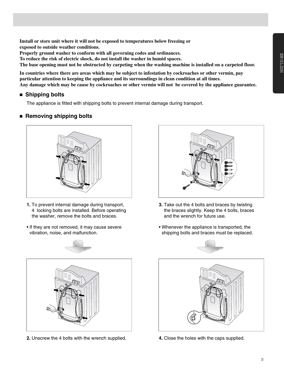 Installation instructions | LG WM0642H User Manual | Page 6 / 48