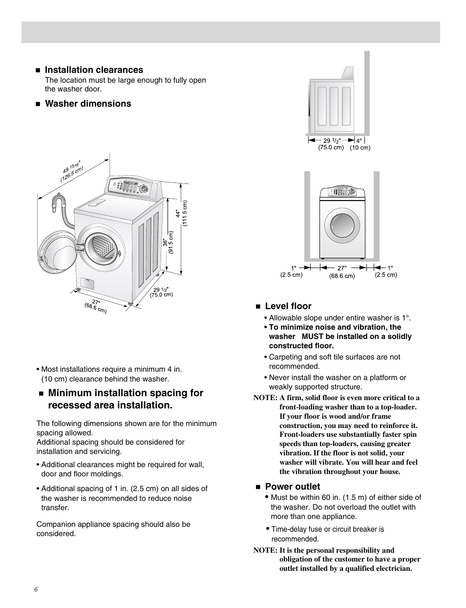 Installation instructions | LG WM0642H User Manual | Page 7 / 48