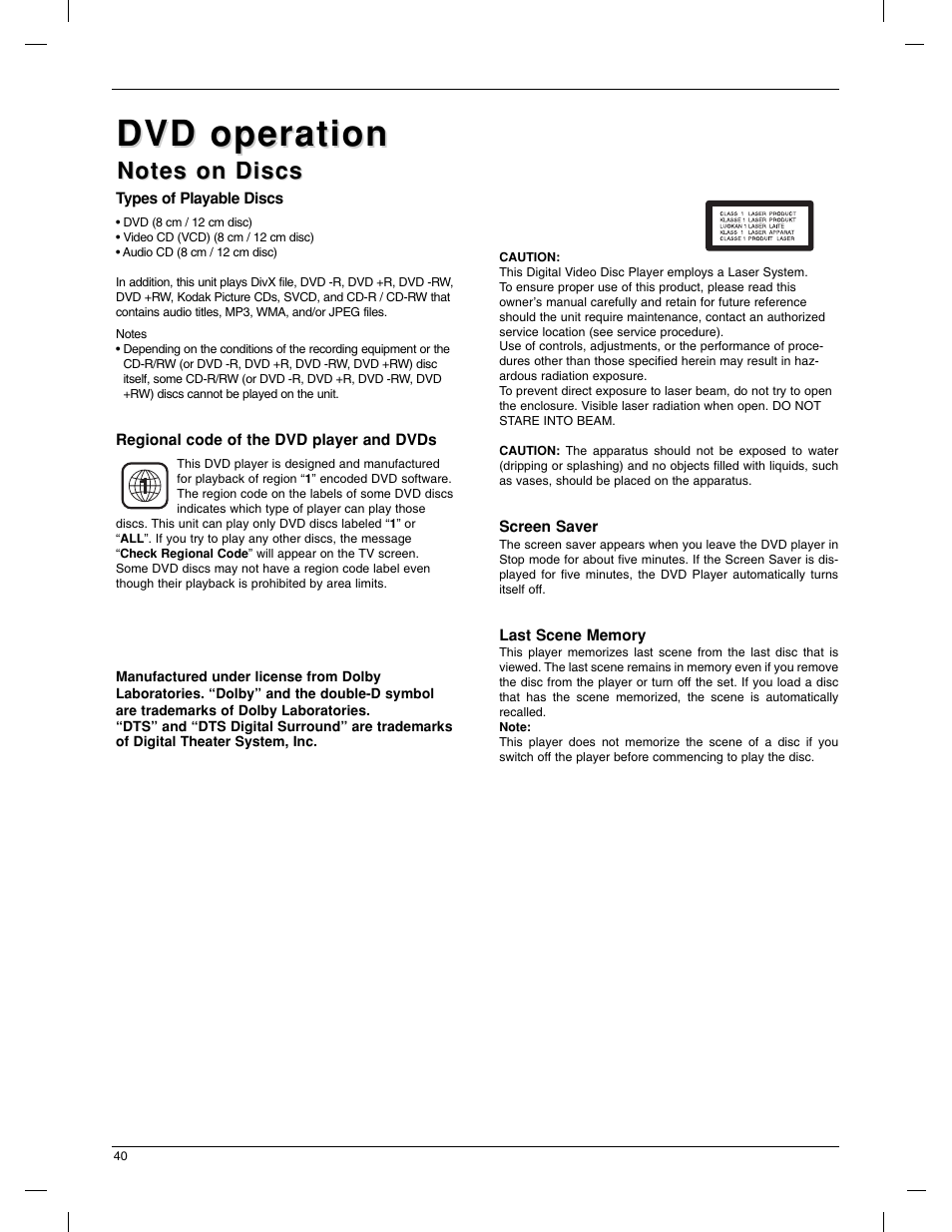 Dvd operation | LG 23LX1RV User Manual | Page 40 / 68