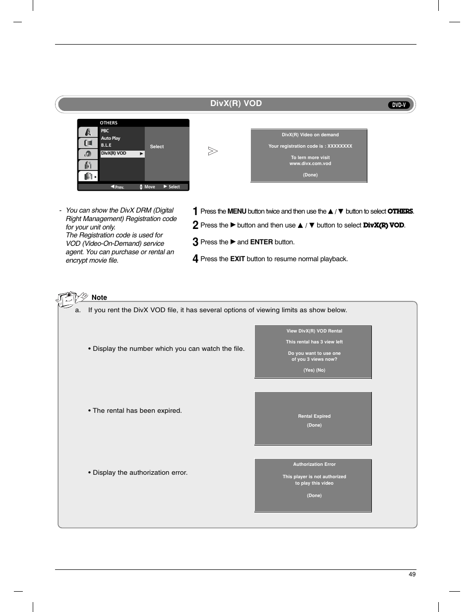 Divx(r) vod | LG 23LX1RV User Manual | Page 49 / 68
