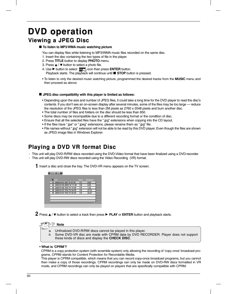 Dvd operation, Viewing a jpeg disc iewing a jpeg disc | LG 23LX1RV User Manual | Page 60 / 68