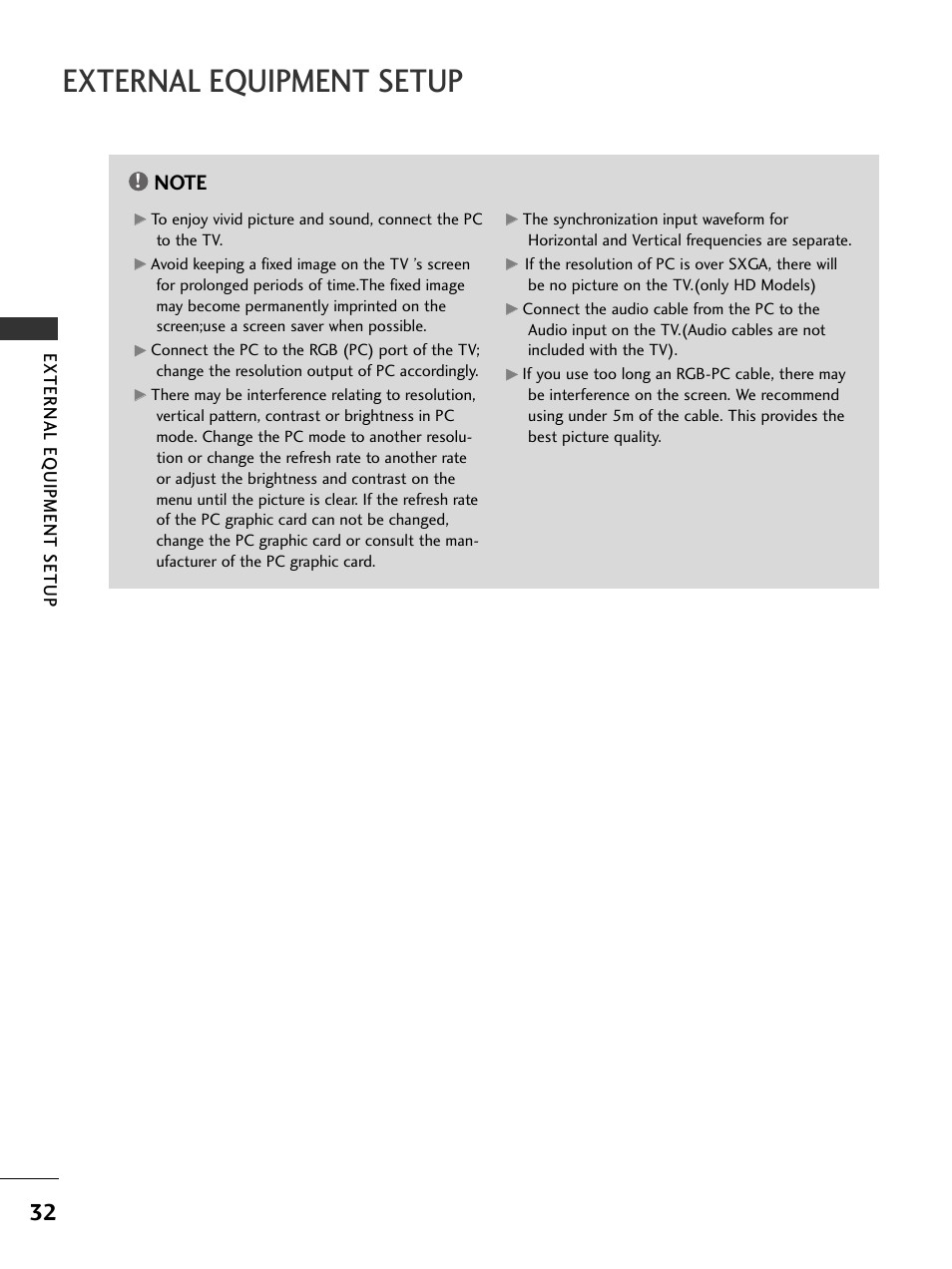 External equipment setup, External eq uipment setup | LG 326*** User Manual | Page 34 / 116