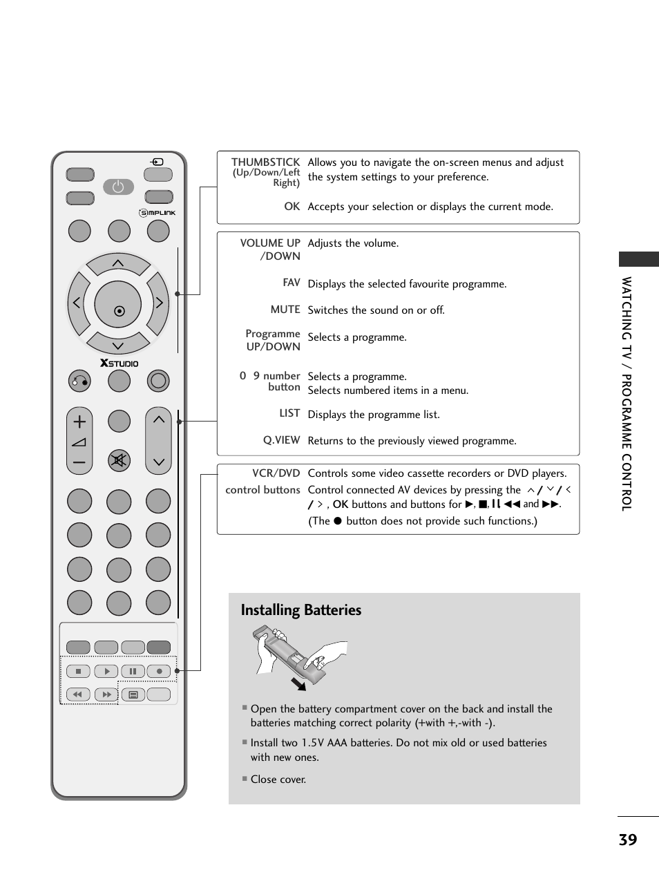 Installing batteries | LG 326*** User Manual | Page 41 / 116