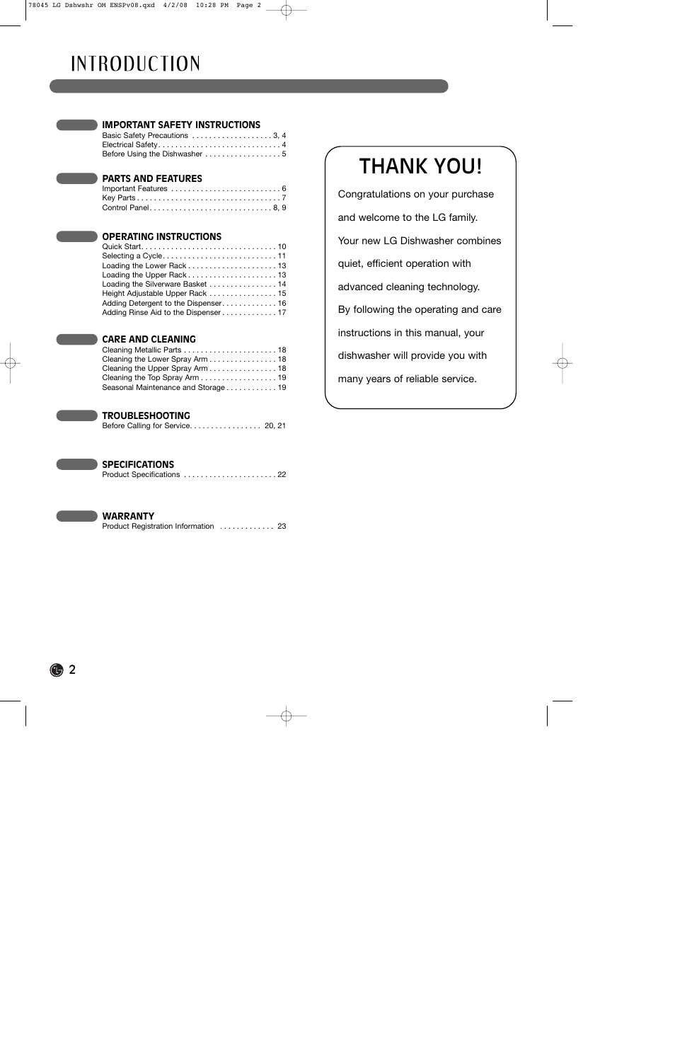 LG LDF6920ST User Manual | Page 2 / 48