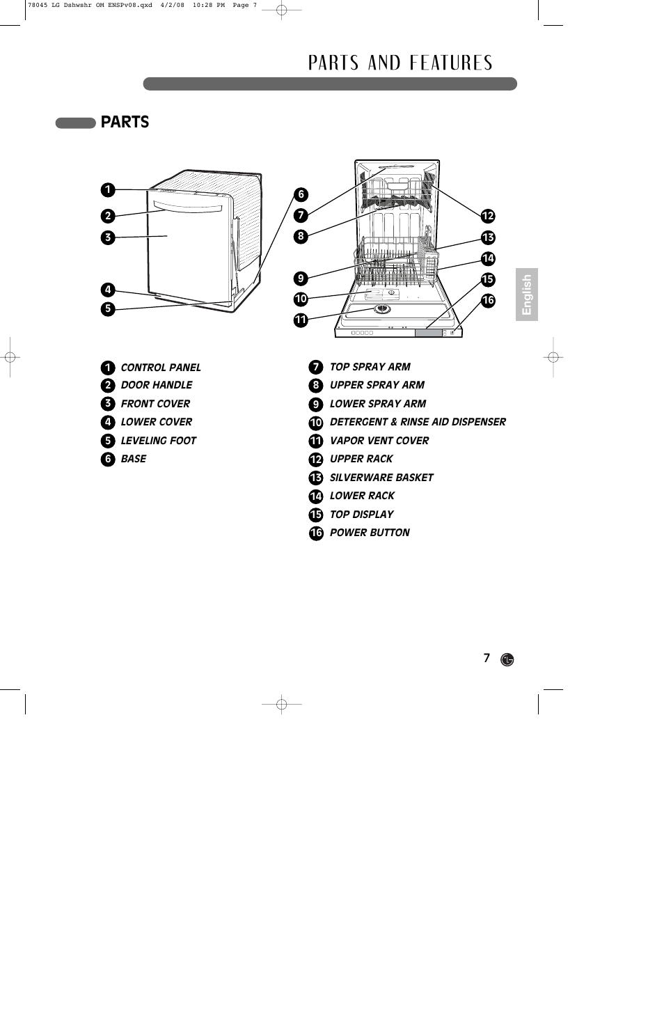 Parts | LG LDF6920ST User Manual | Page 7 / 48