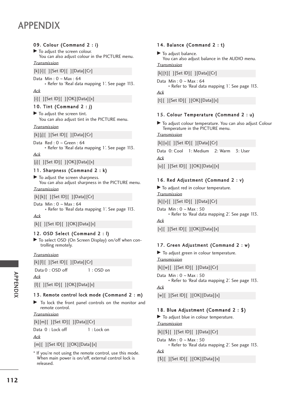 Appendix | LG 26LC5 User Manual | Page 114 / 120