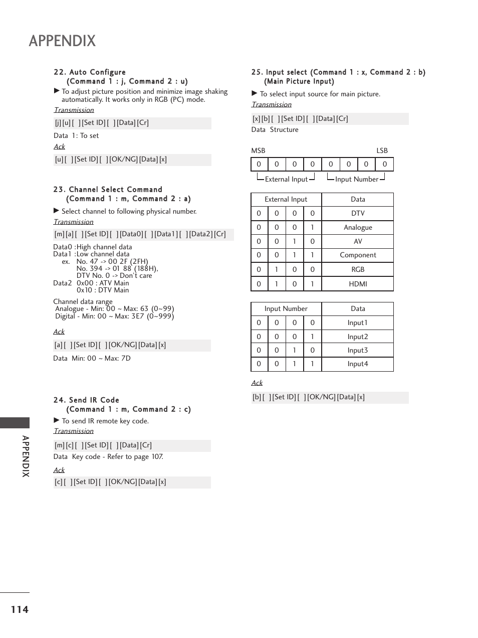 Appendix | LG 26LC5 User Manual | Page 116 / 120